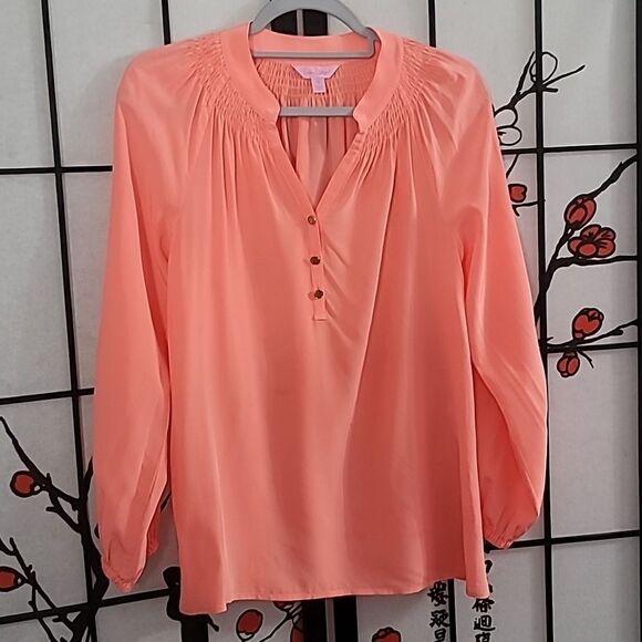 Lilly Pulitzer Women 100% Silk Elsa Blouse - Picture 2 of 9
